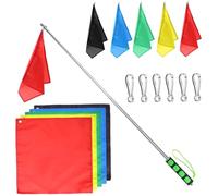 Horse Training Equipment, 5PCS 17x17 Inch Horse Training Flag with 47 Inch Telescopic Flagpole and Buckles, Portable Tour Guide Flag with Non Slip Haandle