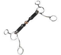 Horse Training Snaffle Bit, 5.3 Inches Copper Wrapped Sweet Iron Mouth, Stainless Steel Cheeks, Double Joint Horse Bit for Western Riding and Equestrian Equipment
