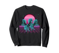 Horse Trio Retrowave Synthwave 80s Neon Gallop Sweatshirt