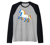 Horse Trippy EDM Rave Illusion Graphic Equestrian #25D17 Raglan Baseball Tee