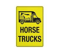 Horse Trucks Bright Yellow Sign Sign, 8 X 12 Grade Reflective Sheeting Rust Free Aluminum, Weather Resistant, Waterproof, Easy To Mount