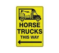 Horse Trucks This Way Left Arrow Bright Yellow Sign 12 X 8 Inches Reflective Aluminum Metal Warning Signage With Symbol For Indoor Outdoor Use