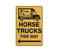 Horse Trucks This Way Left Arrow Sign Safe Sign, Signs Outdoor, 12 X 8 In, Sign For Home, Business, Driveway Alert