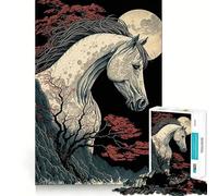 Horse Ukiyo E Japan China Jigsaw Puzzle 1000 Pieces Recall Boost Smooth Connection Real Challenge Birthday Idea (38x26cm)