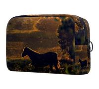 Horse Under The Glory Cosmetic Bag for Women, Travel Toiletries Bags Large Makeup Handy Pouch Organiser Bag with Zipper