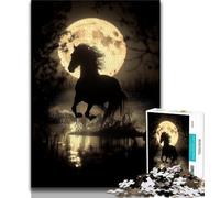 Horse Under The Moon Puzzles for Adults Teens 1000 Pieces,Help The Brain Exercise Addictive Toys to Cultivate Patience Suitable for Couples (38x26cm)