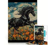 Horse Vangogh for Adults 1000 Piece Jigsaw Puzzle Brain Exercise Tension Relief Real Challenge Classic Xmas Gift (50x75cm)