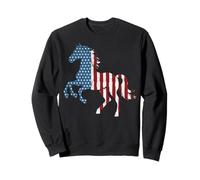 Horse Vintage Red White and Blue American Flag Riding #25D12 Sweatshirt