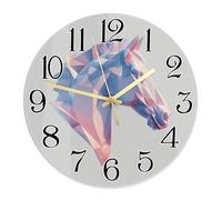 Horse Wall Clock, Modern Abstract Geometric Triangles Blue Non Ticking Wall Clock for Living Room Bathroom Hallway Entryway Decor 11.6x11.6 Inches