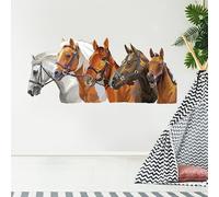 Horse Wall Sticker - 5 Horses Wall Art (90cm Width x 40cm Height)