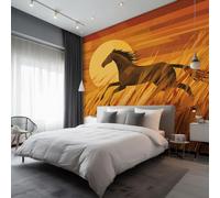 Horse Wallpaper, Abstract Animal Sunset Wallpaper for Living Room, Bedroom, Non-Woven Decor Wall Paper, Photo Dining Room, Hallway, Lounge, Mural Large 3D Home Decor 400 x 280 cm okd38