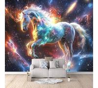 Horse Wallpaper Murals Fantasy Galaxy Animals Photo Wallpaper 450 × 315 cm / 177.1" × 124" Non-Woven 3D Wall Mural Decoration Poster for Bedroom Living Room TV Backdrop