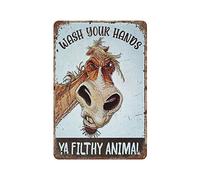 Horse Wash Your Hands Metal Tin Sign Retro Iron Painting Tin Poster Plaque Room Decor Kitchen Bathroom Farm Club Bar Cafe Shop Men Cave Home Wall Decor Gift Ideas