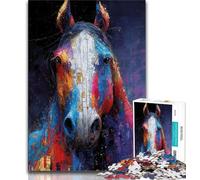 Horse Watercolor 1000 Piece Jigsaw Puzzles,Educational Game Challenge Toy Wall Decoration Unique Birthday And Xmas Gifts (75x50cm)
