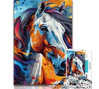 Horse Watercolor JigsawPuzzle 1000 Pieces for Teenagers,Challenging Game And Family Play Wall Decoration Unique Birthday And Xmas Gifts (38x26cm)