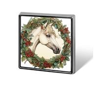 Horse Wearing A Christmas Wreath Unisex Brooches & Pins Square Lightweight Lapel Badge Jewelry for Clothing Shawl Hat
