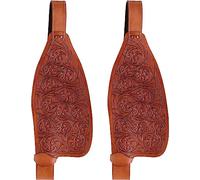 Horse Western Adult Tooled Leather Replacement Saddle Fender Pair Set with Belvins Buckles Hobble Straps ME-WSF-N023