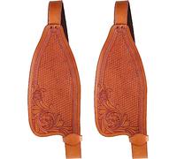 Horse Western Adult Tooled Leather Replacement Saddle Fender Pair Set with Belvins Buckles Hobble Straps ME-WSF-N012