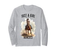 Horse Western Riding Competition Reining Barrel Women Girls Long Sleeve T-Shirt