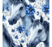 Horse White Peel and Stick Wallpaper 3D Printed Flowers Painted for Boys Girls Teen Bedroom Living Room Kitchen Removable Decor Wall Mural Paper 17.3"x197"