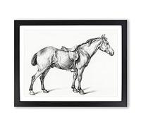 Horse With A Saddle By Jean Bernard Vintage Framed Wall Art Print, Ready to Hang Picture for Living Room Bedroom Home Office Décor, Black A2 (64 x 46 cm)