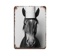 Horse with A Toilet Paper Roll on Head, Funny Bathroom Retro Poster Metal Tin Sign Chic Art Retro Iron Painting Bar People Cave Cafe Family Garage Poster Wall Decoration 12x16inch(30x40cm)