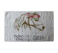 Horse With Flower Chic Soft Bath Towel Benjamin Tate Design Bronze Bath Towel