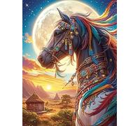 Horse with Rainbow Colors Under The Moon 1000 Piece Jigsaw Puzzle Wildlife Plant For Men Cognitive Development Adults Anxiety Memory Care Mothers Valentines Gift High-grade Rigid Cardboard 1000 PCS