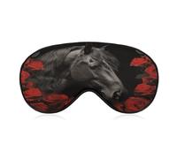 Horse with Red Roses Sleep Mask Light Block-Out Eye Mask for Side Sleeper Pressure-Free Soft Night Blindfold with Adjustable Strap Breathable Sleep Eye Cover for Travel