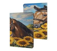 Horse with Sunflowers Painting Compatible with iPad Protective Case ipad 2017/2018/Air1/Air2 (9.7in)
