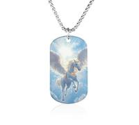 Horse with Wings White Funny Photo Necklace for Men Women Memorial Necklaces Printed Picture Pendant Jewelry