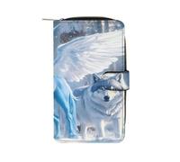 Horse with Wings Wolf Leather Wallet Cloth Long Clutch with 12 Card Holder Handbag for Men Women