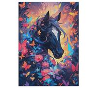 Horse Wooden Puzzles for Adults,300 Piece,Jigsaw Puzzle for Teens Brain Challenge 42×30cm