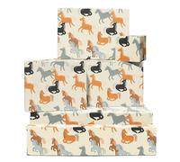 Horse Wrapping Paper Christmas - 6 Sheets Of Gift Wrap - Brown Gray Black Horses - Farm Animal Wrapping Paper For Men Women Kids - Comes With Stickers - By Central 23