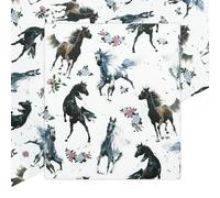 Horse Wrapping Paper for Girls Boys, Galloping Horses and Floral Print on the White Art Paper for Horse Racing Theme Party Birthday Wedding Gift Packing, Folded Flat Cowboy & Cowgirl Gift Wrap Papers