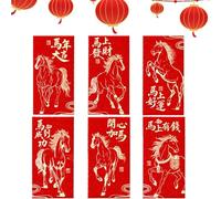 Horse Year Red Envelopes 2026, 6-Pieces Good Luck Spring Festival Money Packets, Year of The Horse Money Packets, for Family Friends Coworkers Grandparents Parents Children Youth (B-6pcs)