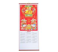 Horse Zodiac Wall Hanging Calendar Paper Scroll Red | Traditional Chinese Design, Lunar Date Layout, Time Tracking, Home Office Wall Decor