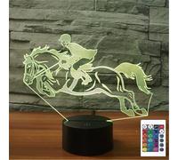 Horseback Riding 3D Illusion Night Light Touch Table Desk Lamp with Remote Control 16 Colors Optical USB LED Night Light for Kids Gift Room Decoration