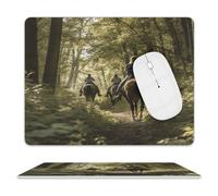 Horseback Riding on The Trails Leather Mouse Pad Waterproof Computer Mouse Mat Non-Slip Gaming Mousepad Cute Square Mouse Pad for Computers Laptop Gaming Office Home 8" X 10