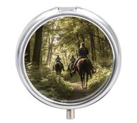 Horseback Riding on The Trails Pill Case Pill Box with 3 Compartments