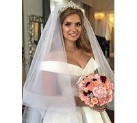 Horsehair Edge Long Wedding Veil 2 Tiers Cathedral Bridal Veil with Comb 2T 3 Meters Cover Face Veil Wedding Accessories