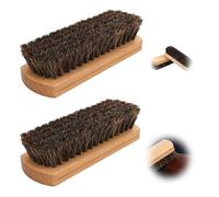 Horsehair Shoe Brush, 2pcs Premium Horsehair Shoe Brush Shoe Polish Natural Bristles for Cleaning for Boots, Shoes, Car Seats, Sofas, Bags