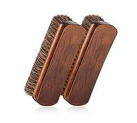 Horsehair Shoe Shine Brushes, DesignerBox 2 Pack Horse Hair Leather Shine Brushes Shoe Care Kit with Soft Horse Hair Bristles for Boots, Shoes & Other Leather Care (Style 3)