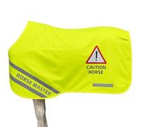 Horsemasters Caution Exercise Ride-On Sheet - High Visibility Reflective Horse Rug - Waterproof Lightweight Safety Gear for Riding & Training - Hi-Viz Reflective Exercise Sheet for Horses