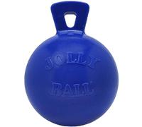 Horsemen's Pride Tug-n-Toss Jolly Ball, 6-Inch, Blue 406 BL | Medium 6 inch jolly ball with handle for dogs 20-60 lbs, durable ball that won't deflate when punctured, floats, USA made
