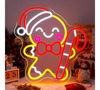 Horseneon Christmas Neon Light Sign,Gingerbread Neon Sign,Merry Christmas Neon Light Gingerbread Man LED Sign,Merry Xmas For Wall Decorations for Christma Party Home Restaurant Bar