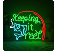 Horseneon Keeping It Reel Neon Light Sign Fish Neon Light Fishing Neon Sign for Wall Decor Fish Led Lights Fishing Themed LED Wall Decor for Shop Fishing Gear Store Fisher Club Room Man Cave