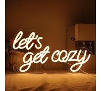 Horseneon Let's Get Cozy Neon Light Sign Warm White Letter Neon Lights Led Neon Sign for Wall USB Dimmable Neon Lights for Bedroom Bar Cafe Club Salon Store Party
