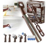 Horsepower Pocket Pony, AS-SEEN-ON-TV, Waterproof, Cordless, Pocket-Sized, Oscillating Power Scrubber, Deep Clean, Tight Spaces, Rechargeable, Grout Lines, Corners & Detailing, 5 Brush Heads & LED