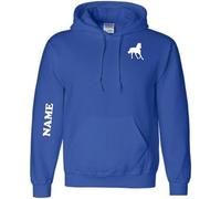 Horseriding Hoodie Personalised with Name on the Sleeve, Equestrian Hoody (H20) Blue